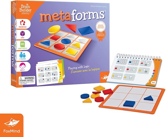FoxMind Games: MetaForms Logic and Deductive Reasoning Puzzle Game, 80 Smart Puzzles to Work Through, 6 Levels of Complexity, Develops STEM Skills, 1+ Players, for Ages 5 and up