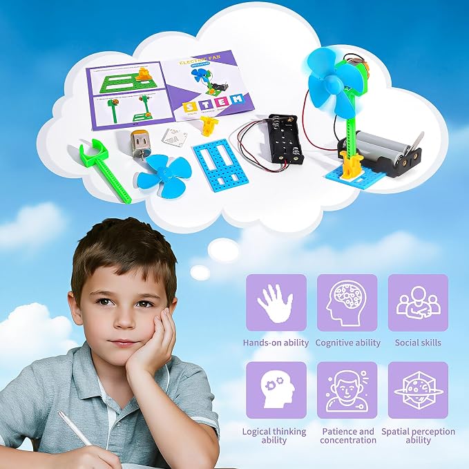 STEM Kits - 8 Bulk Circuit Science Kits for Kids Classroom Gifts Crafts | STEM Toys Science Experiment, Engineering Activities Boys Girls Grades 2-5, STEAM Project Electric Fans for School Party Gift