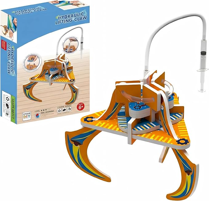 STEM Science Kit Hydraulic Claw, Engineering Toy, Teach Hydraulic Principle | Learn fluid pressure & energy conversion! Build a hydraulic claw with shafts, easy assembly. STEM experiment for kids.