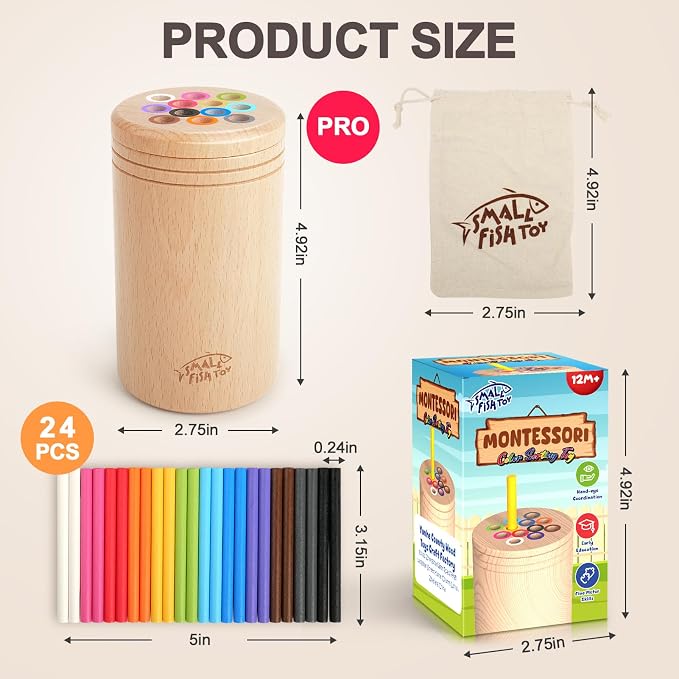 Montessori Toys for 1 2 Year Old Solid Wood Fine Motor Toy for 12 Month Old | Learning Toy Object Permanence Box, Color Sorting Cause and Effect Toy for Toddlers 1-3, Gift for 12-18 Month Boys and Girls