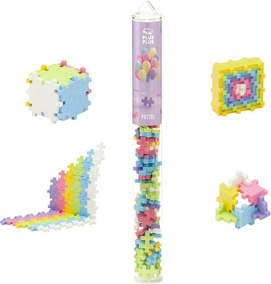 PLUS PLUS Pastel Color Mix Tube - Mini Interlocking Building Blocks Set | Roadtrip Essentials for Kids, Sensory Bin Fillers, Math Manipulatives, Classroom Must Haves, Kids Airplane Activities