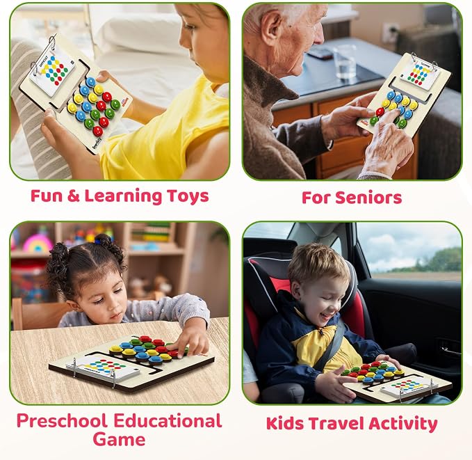 Smartivity Montessori Slide Puzzle - Wooden Toy for Kids 4-8 Years | Color & Pattern Matching Learning Toy | Travel-Friendly Educational Activity | Birthday Gift for Boys & Girls