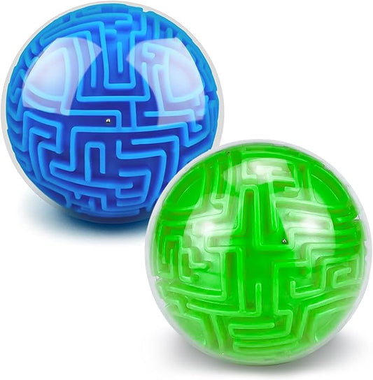YongnKids 2 Pcs 3D Puzzle Maze Ball Brain Teaser for Kids Boys Girls | Gravity Puzzle Ball Educational Toys for Student Teens Adults, Travel, Classroom Prize,Family Party,Birthday Gift(blue,green)