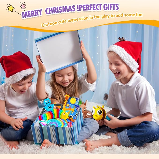 21 Pack Fidget Sensory Toys Set, Stress Relief Toys for Kids Ages 3-12 | Squishy fidget toys for stress relief, travel play, goodie bag stuffers, classroom prizes, party favors, ages 3-12