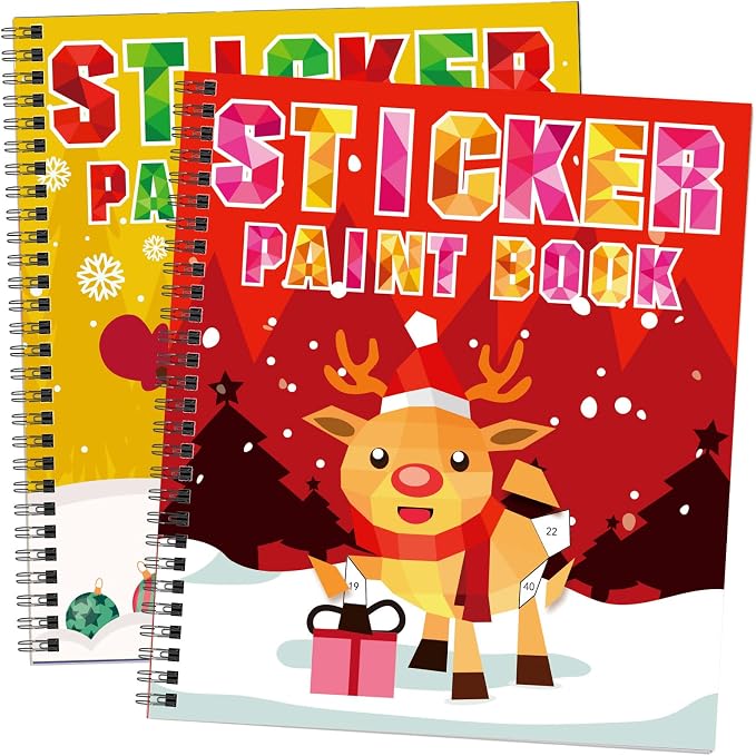 TBEEJ 2PCS Christmas’s Day Crafts for Kids Ages 4-8 Sticker Paint Books Gift Party Create 20 Pictures?Sticker Sheets are Separate?