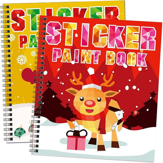 TBEEJ 2PCS Christmas’s Day Crafts for Kids Ages 4-8 Sticker Paint Books Gift Party Create 20 Pictures?Sticker Sheets are Separate?