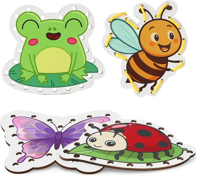 Wooden Lacing Cards Spring Lacing Card Fine Motor Skill Activity | Perfect parent-child activity for preschool learning, classroom use, and homeschool education.