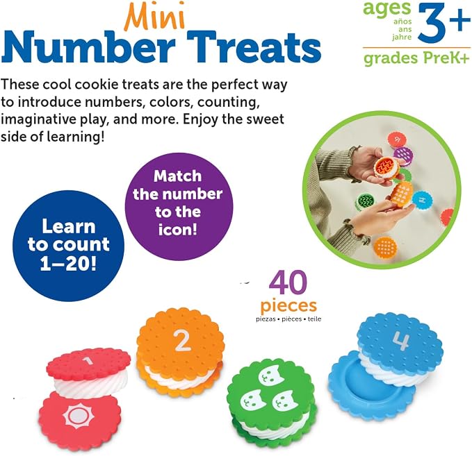 Learning Resources Mini Number Treats - Counting Skills, Cookies Toys, Montessori Fine Motor Skills, Math Manipulatives, Gifts for Boys and Girls