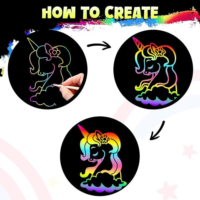 ZMLM 165 Pcs Rainbow Scratch Paper Art Notes - Crafts for Kids Ages 4-8 | Mess Free Classroom Prizes,1st 2nd 3rd Grade School Activity Bulk, Back to School Gifts for Students from Teacher