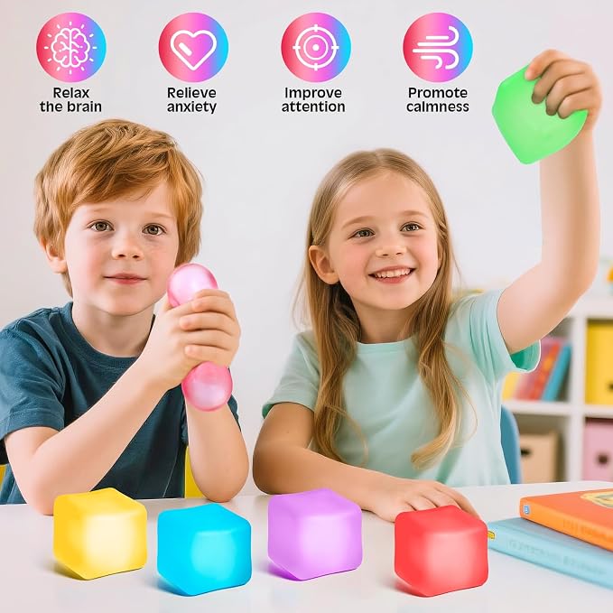 VISCOO 8 Pack Stress Cube,Slow Rising Cube Stress Balls for Adults Kids | Sensory Fidget Toy for Anxiety Relief, Square Shape Cube Squishy for Classroom Prizes, Squishy Balls for Party Favors