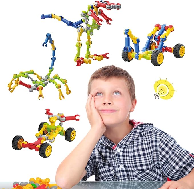 Kids STEM Building Toys for 3 4 5 6 7 8+ Year Old Boys Girls Birthday Gifts | 110 Pcs Building Blocks STEM Kits, Learning Boy Toys Age 3-5 4-6 6-8, Classroom Educational Creative Construction Engineering