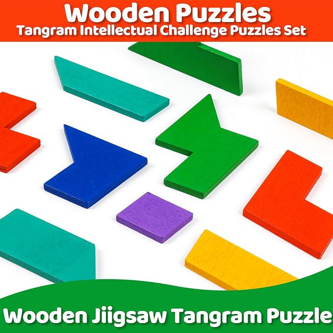Wooden Puzzles,Geometric Shape Logic Hexagon Puzzle Toys Brain Teasers STEM Montessori Educatioanl IQ Board Games Easter Basket Stuffers Gift for Kids Boys Girls Ages 3+ (4 Pack)