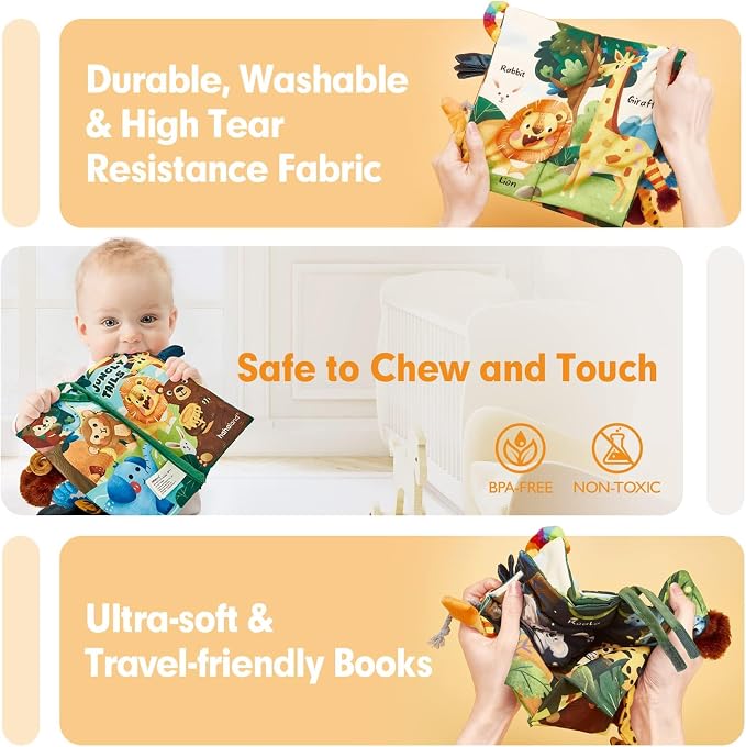 hahaland Baby Books 0-6 Months,Infant Tummy Time Toy Sensory Toys | 6 to 12 Months Touch Feel Book Travel Toy Gifts for Boy Girl 0-3 Month Baby Shower Birthday Easter Basket Stuffers 1PCS