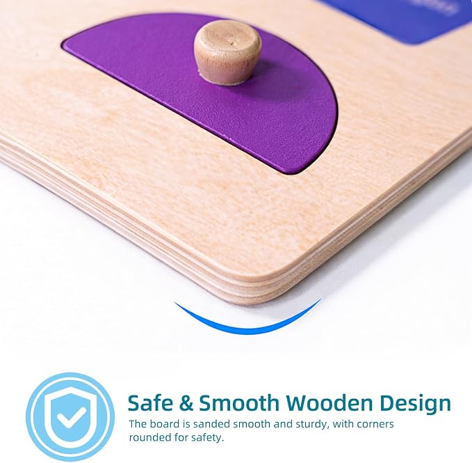 Wooden Shape Peg Puzzle Board, Educational Geometric Learning Board with Knobs, Multicolor Basic Shapes