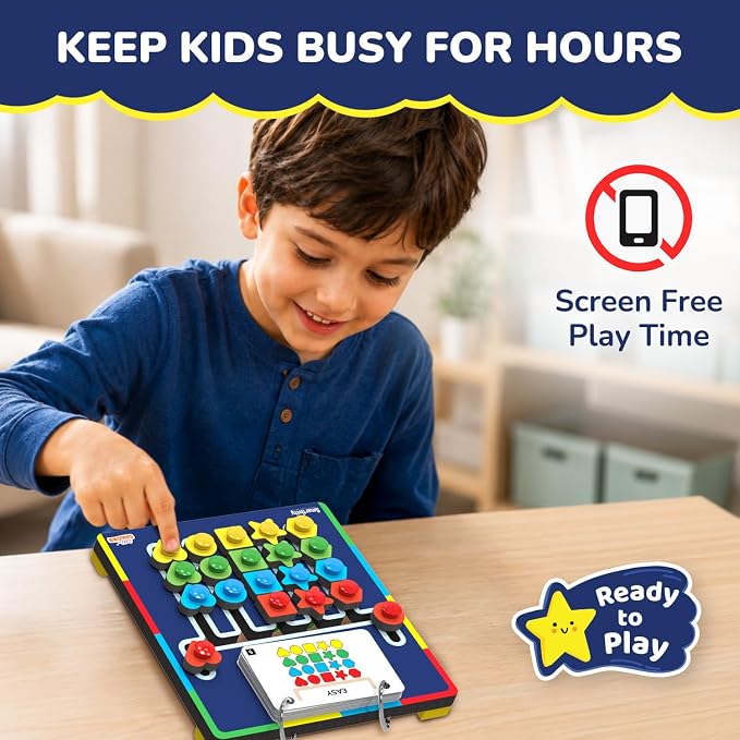 Smartivity Shape Coder Puzzle Toy for Kids 6-12 Years | 15 Challenge Cards, 5 Columns & Colored Shapes | Builds Logic & Colour Matching | Travel-Friendly Educational Gift