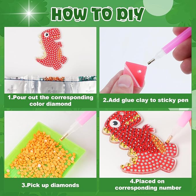 Labeol Arts and Crafts for Kids - Creat Your Own GEM Keychains-5D Diamond Painting by Numbers GEM Kits for Kids Girls Toddler Age 6-7 6-8 10-12