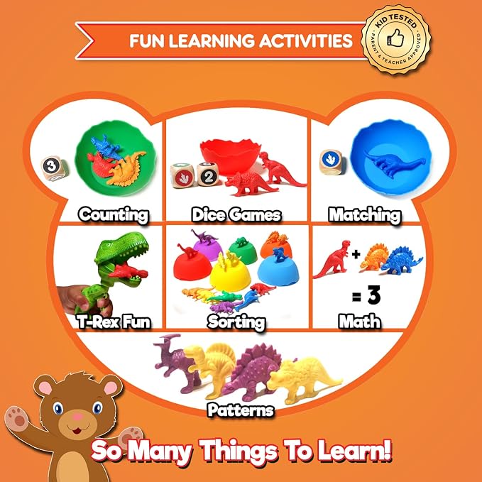 Stomp & Roar Dinosaurs - Sort, Count, Match & Play with 54pc, Dice + eBook