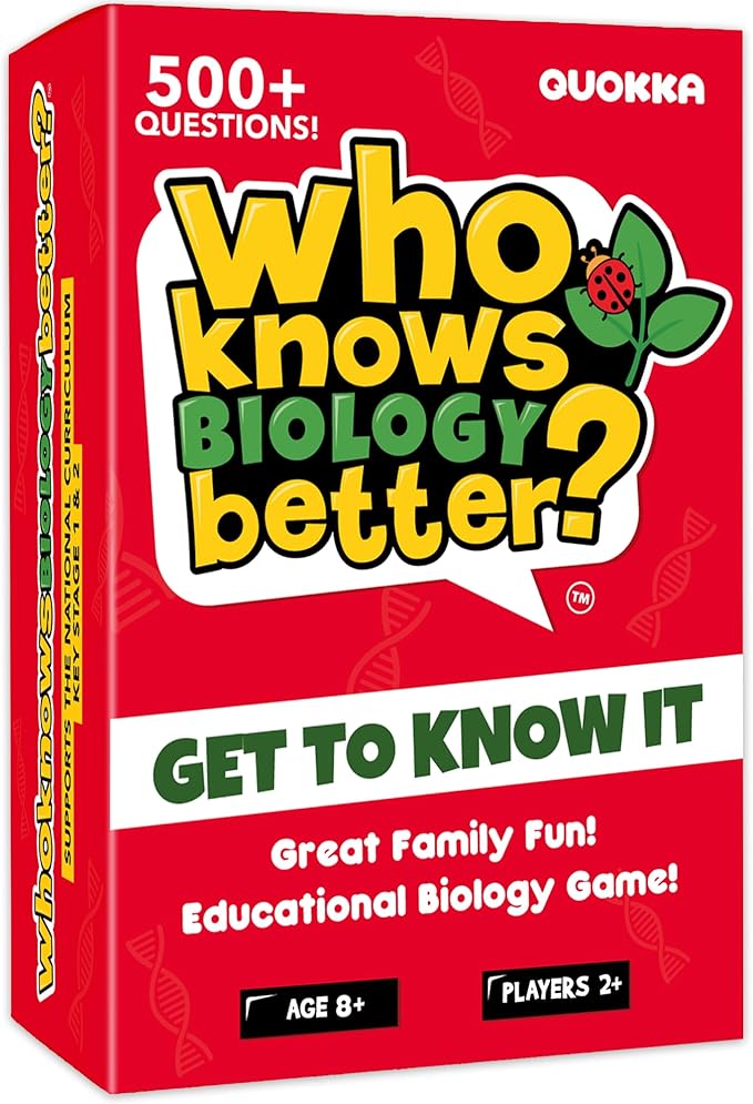 Quokka Card Games for Kids 8-12 - Board Family Games for Kids and Adults | Biology Trivia Cards for Family Game Night - Who Knows Biology Better 500+ Questions - Fun Card Game for Families and Teen