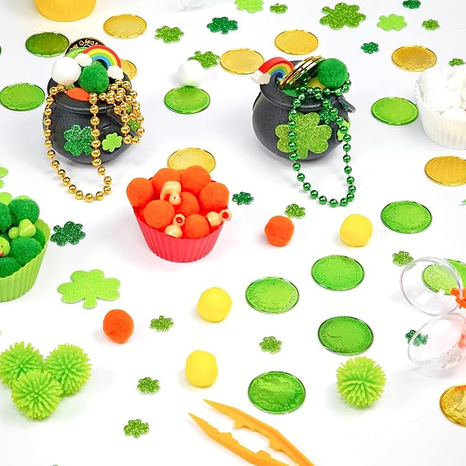 Cinrobiye 264 Pcs Sensory Craft Activity Set, Sorting and Counting Educational Kit with Pom Poms, Clips and Accessories for Creative Learning Activities