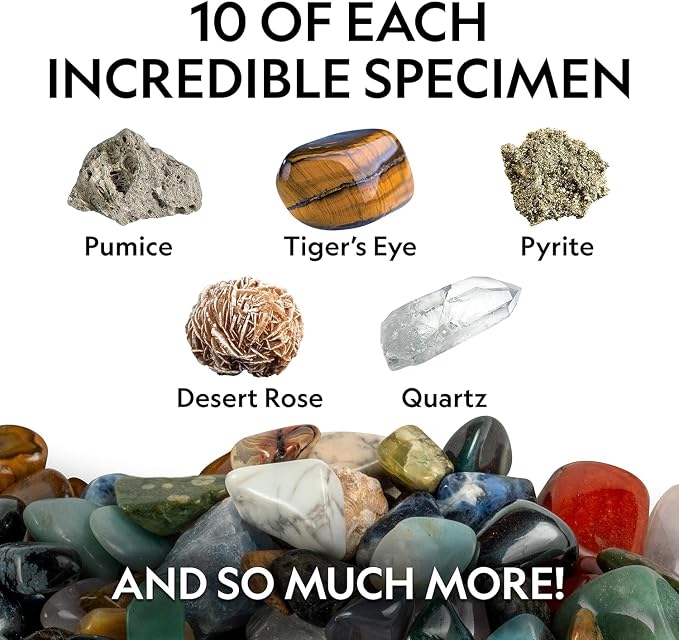 National Geographic Rock Collection with 50 Specimens to Share for Kids | 1.25 Lbs. Assorted Rocks, Minerals, and Gemstones, 50 Sharing Specimens, Classroom Activity, Earth Science Learning