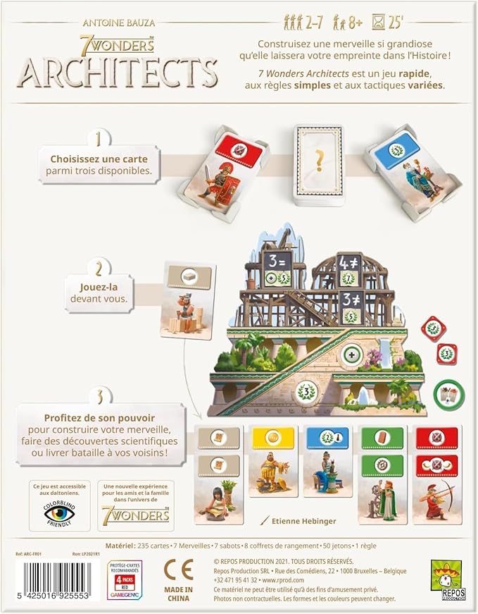 Asmodee 7 Wonders Architects - Shape History with Your Ingenious Wonders, Civilization Strategy Game for Kids and Adults, Ages 8+, 2-7 Players, 25 Minute Playtime | Build an ancient Wonder through fast, accessible strategy gameplay. Ages 8+, 2-7 Player...