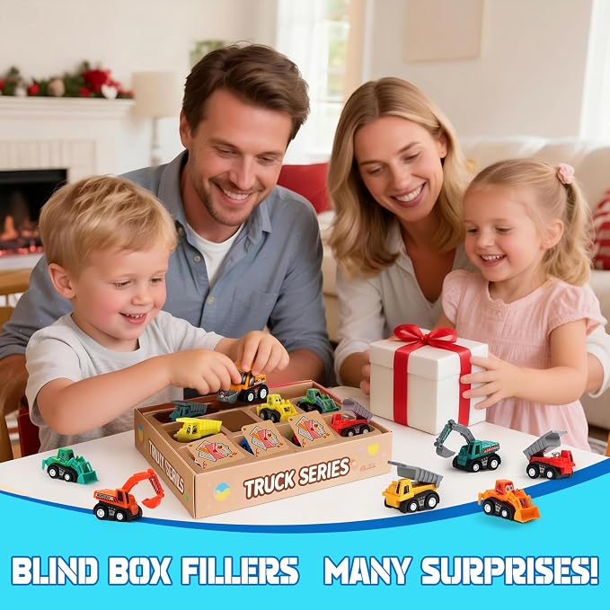Fajiabao Construction Toy Cars for Toddlers 3+ Mini Pull Back Cars Boy Toys | Small Truck Sensory Bin Bulk & Goodie Bag Stuffers Party Favors for Kids 3-5 Gifts for Boys & Girls (Color Random)