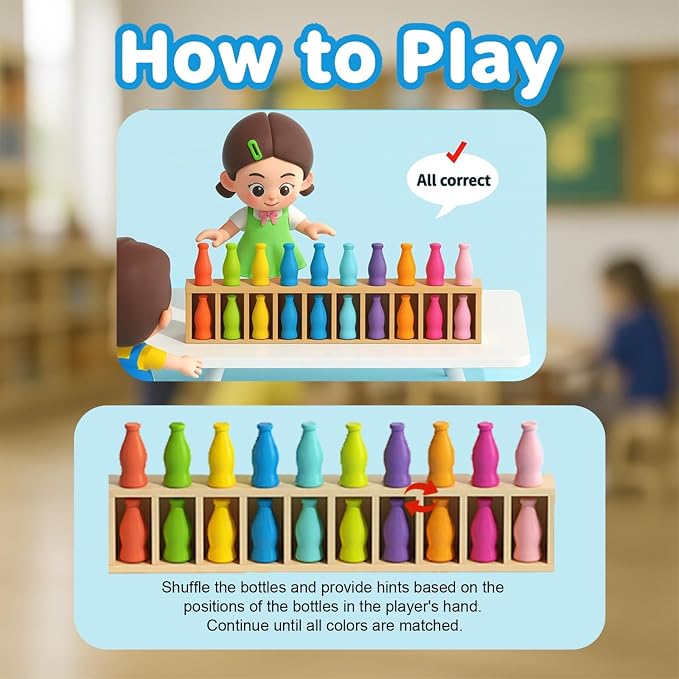 Color Stack Challenge Game, Bottle Color Match Game for 2-4 Players | Family Board Game for Kids Ages 8-12 and Adults, Portable Tabletop Activity for Travel, Camping, Holidays and Parties