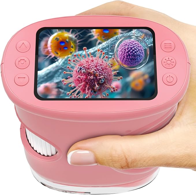 1000X Handheld Microscope for Kids: Pocket Digital Microscope with 1080P&2.0''IPS Screen&Photo/Video - Portable Edu Science Kits for Girls Boys - STEM Toys Birthday Gifts Ages 3-6 6-12(Pink)