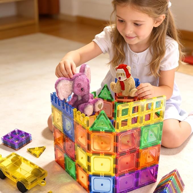 Magnetic Tiles Starter Set - Classroom Must Haves STEM Toys for Kids Age 3+ | Magnetic Blocks for Toddlers, Magnet Building Toys, Kids Toys, Durable and Compatible, Preschool Montessori Learning Games