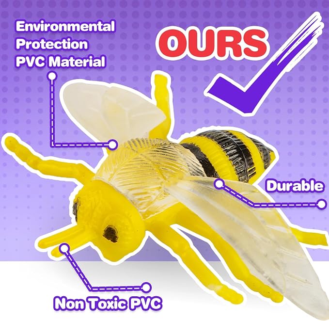 60 Piece Insect Toys with Gift Box, Realistic Plastic Bug Figures | Fake Bug Theme Party Decoration, School Project Sensory Bins, Classroom Reward, Halloween Goody Bag Filler Gift, Cupcake Topp
