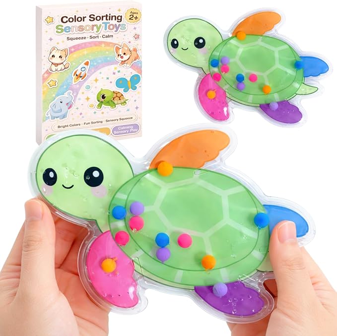 Sean's Choice Color Sorting Sensory Toys for Toddlers, Roadtrip Travel Essenstial Fine Motor Autism Fidget Preschool Classroom Activities for Kids (Sea Turtle)