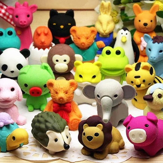 URSKYTOUS 60Pcs Animal Erasers Desk Pets for Kids,Classroom Prizes | Bulk Pencil Puzzle Erasers for Back to School,Treasure Chest,Goodie bag stuffers,Easter Egg Fillers,Stocking Stuffers
