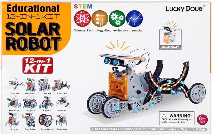 Lucky Doug 12-in-1 Solar Power Robot Building Kits Toys for Boys Girls Ages 8-13, STEM Kit Gifts for Kids 8 9 10 11 12 13 Years, DIY Educational Science Building Robotic Set Gifts for Teenagers