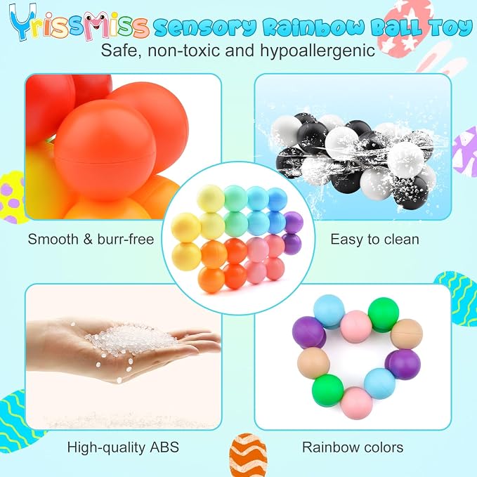 Yrissmiss 2PCS Sensory Fidget Toys for Adults Kids Teens, Stress Balls ADHD Tools Autism Toys ,Travel Toys for Ages 3+ Easter Basket Stuffers Gifts for Kids Boys Girls I