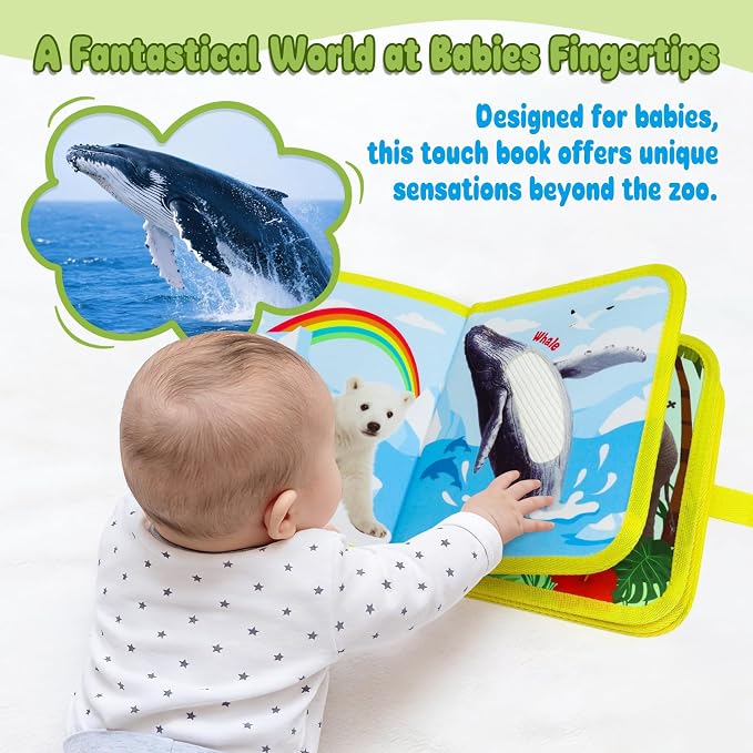 Dr.Rapeti Touch and Feel Book, Tactile Book, Busy Book, Texture Toy | Non-toxic, Soft Baby Book, Cloth Book, Tactile Book, Interactive Fabric Touch Book, Quiet Book for Home/Preschool/Travel