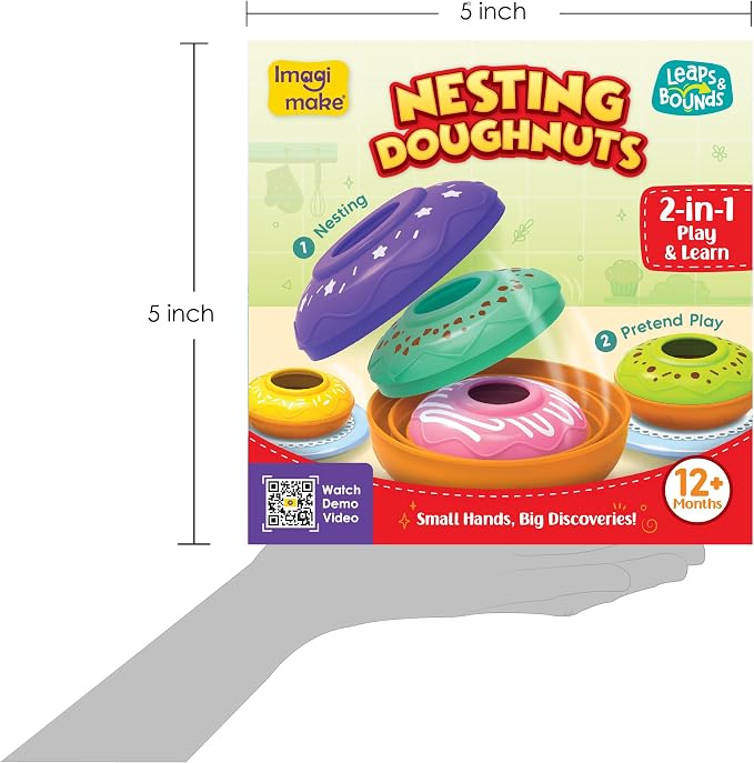 Imagimake Leaps & Bounds - Nesting Doughnuts, Montessori Toy, Ages 12M+ | Early Learning Montessori Toy, Learn Colors, Sizes & Stacking Skills, Birthday Gift for Boys & Girls Ages 1,2,3 Years Old