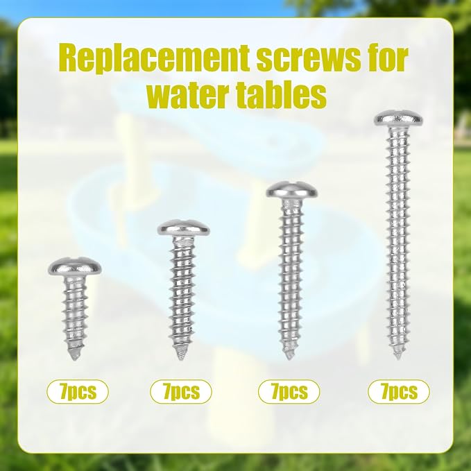28pcs Replacement Screws Compatible with Step 2 Water Table, Stainless Steel Screw Kit for Aqua Play Accessories Repair Attachments Parts for Outdoor Step2 Water Play Toys