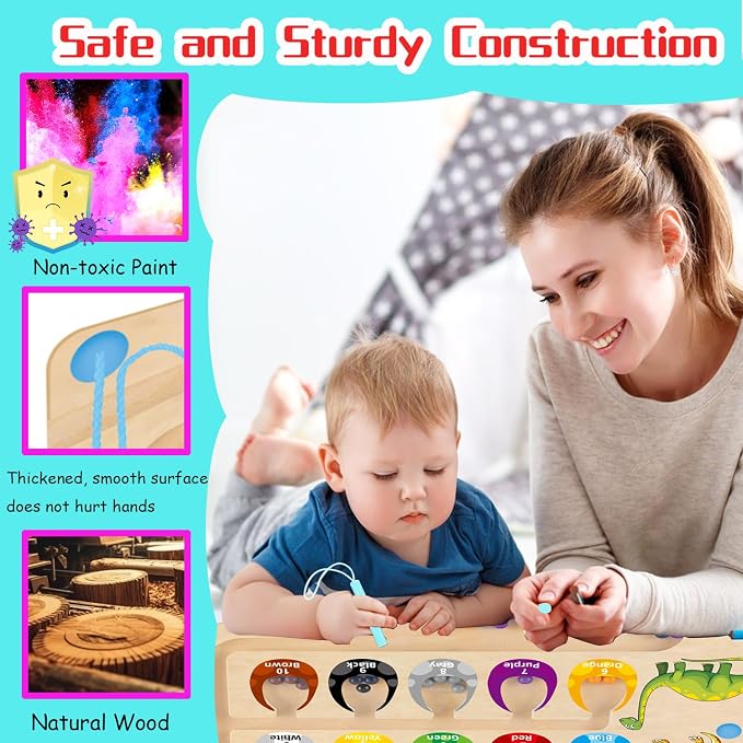 HONGID Dinosaur Toys,Magnetic Color and Number Maze, Montessori Toys for 3 4 5 Year Old,Learning Educational Sensory Toys for Toddlers and Kids Boys Girls,Christmas Stocking Stuffers for Kids