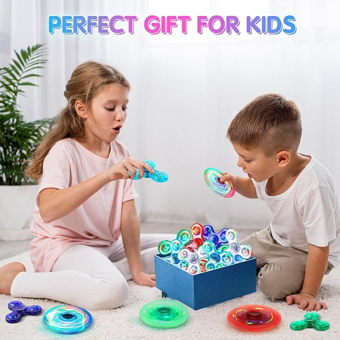 Fidget Spinner 2 Pack, Light up Sensory Fidget Toys Adults Kids 4-8-12 with Autism ADHD, Kids Travel Toys Anxiety Stress Relief Teen Boy Gifts, Classroom Prizes Glow Birthday Party Graduation Gifts | Kids Travel Toys Anxiety Stress Relief Teen Boy Gift...