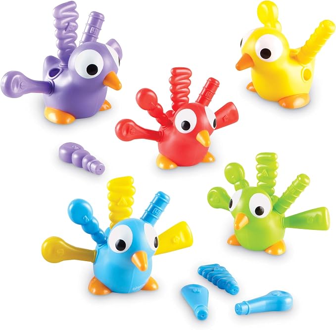 Learning Resources Fine Motor Peacock Pals - Toddler Montessori Toys, Sorting Stacking and Matching Shape Skill Activities, Color Recognition, Gifts for Boys and Girls