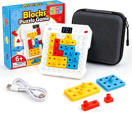 HAPRAY Super Blocks STEM Puzzle Game, Brain Teaser Toys for Kids & Teens | 1000+ Pattern Matching Game & Maze Challenge, Brain Teaser Toys for Kids & Teens, Parent-Child Interactive Travel Toy