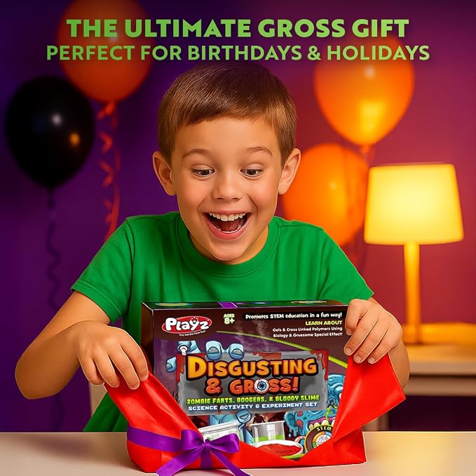 Playz Disgusting n Gross Science Experiments Science Kits for Kids Age 8-12 | Educational Science Toys Chemistry set with 34+ Fun Science Activities Stem Kits for kids, Gross Slime Science Lab kit Gifts