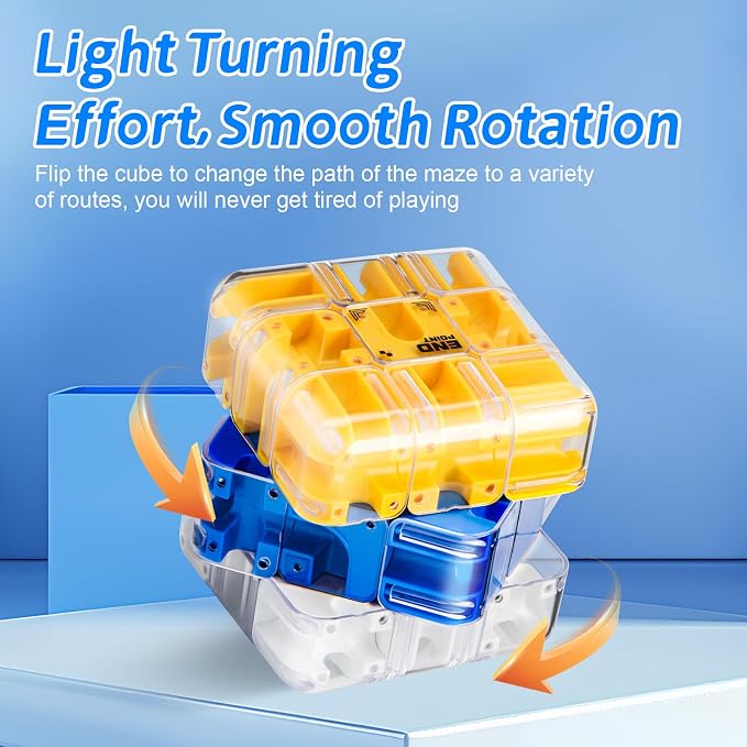 Large 3D Labyrinth Cube Puzzle for Kids 5-8 8-12, Engaging Brain Teaser Toy,Color-Match Game,Education Sensory Toys,3D Maze Cube,Birthday Gift for Kids Adults 5 6 7 8 9+ Years Old Boys (Blue)