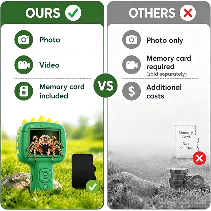 Microscope Camera for Kids Gifts Toys- Handheld Pocket Microscope Autofocus | 2.4" Screen Mini Digital Educational Science Kit for Christmas Birthday for Age 3-5 5-7 8-12 Girls Boys(Green)