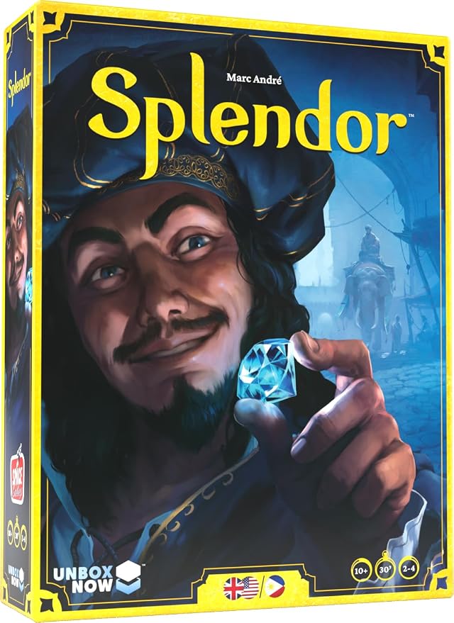 Asmodee Splendor Board Game - Gem Trading & Engine-Building Strategy for Adults & Families, Adult Board Games, Family Fun for Adults, 2-4 Players Ages 10+, 30 Minute Playtime | Build a gem empire, recruit noble patrons, and earn prestige through strate...