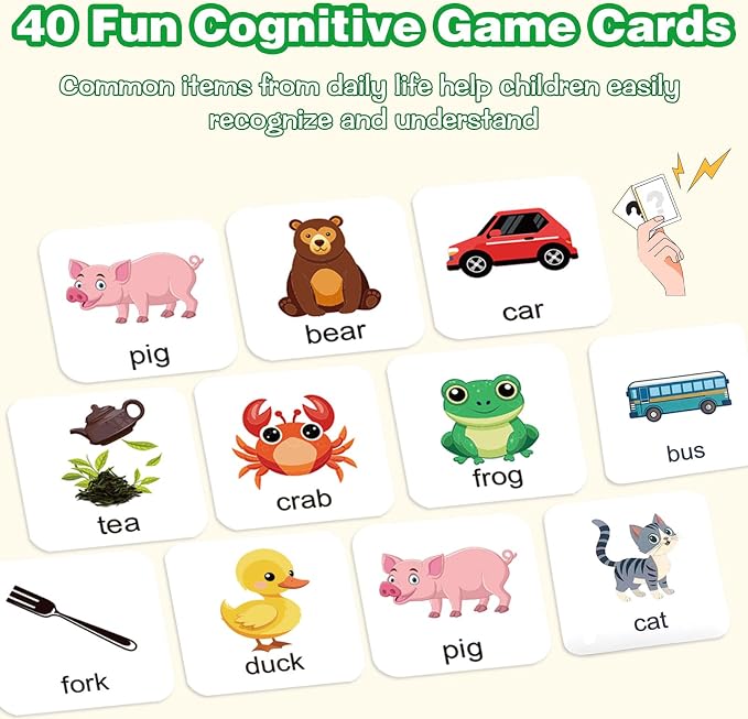 Alphabet Puzzle Matching Game, 16 ABC Blocks Word Memory Game with 40 Cards, Preschool Letter Recognition Learning & Educational Toys for Toddlers & Kids Ages 3 and up, 2-4 Player