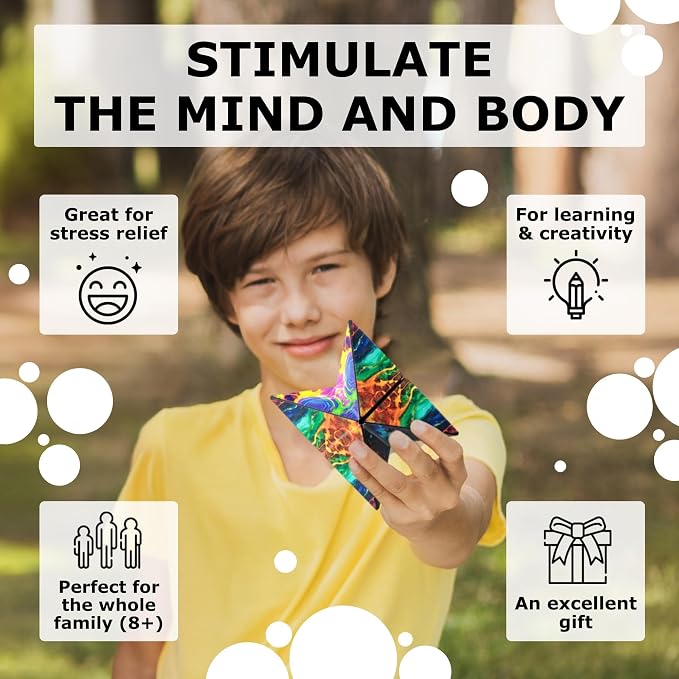Shashibo OCTA Magnetic Puzzle Toy, Stress Relief Fidget Toy | 30+ Possible Shapes, Sensory Fidget Toy For Adults & Kids, Fun Shape Shifting Puzzle Toy For All Ages