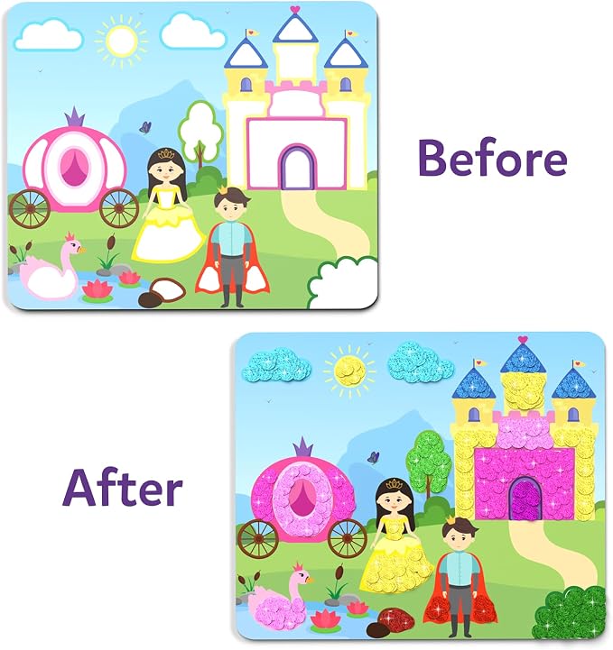 Skillmatics Dot It Sticker Art – Unicorns & Princesses Sparkle, Craft Kit | 500+ Stickers, DIY Scrapbooking Activity, Screen-Free Travel Toys, Gift for Toddlers, Girls & Boys Ages 3, 4, 5, 6, 7