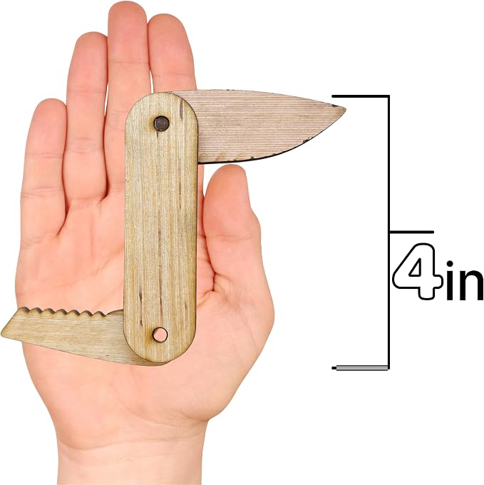 Personalized Wooden Pocket Knife Toy for Kids | Pretend Play Folding Camping Toy | Children Adventure Toy | Outdoor Explorer Gift for Boys & Girls Ages 3+