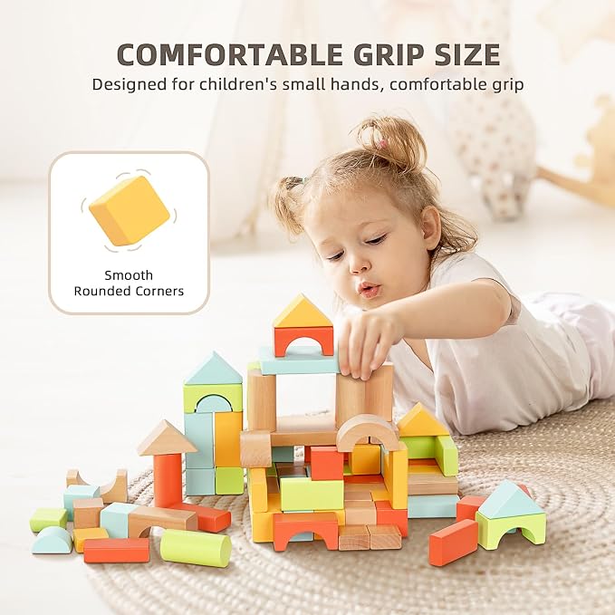 100pcs Building Blocks for Toddlers 1-3, with Storage Bucket | with Shape Sorter, Stacking Toys or 1 2 3 Year Old, Learning Toys for Preschool Girls and Boys